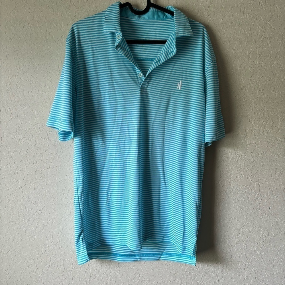 Johnnie-O | Men's Golf Lightweight Polo Shirt Size Medium Blue White Stripe